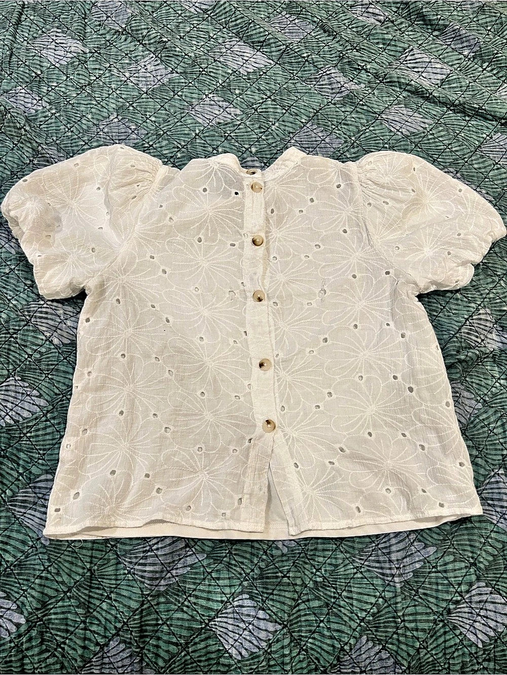 Alice Blue Small White Floral Eyelet Blouse